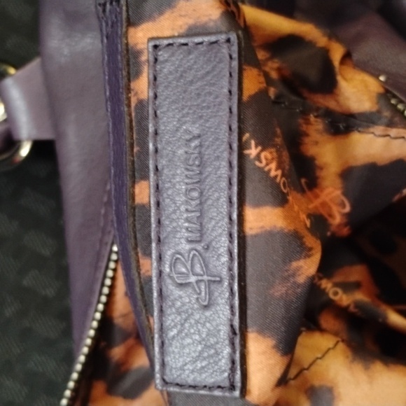 B. Makowsky Studded Plum Leather Shoulder Purse | Like New - Picture 7 of 9